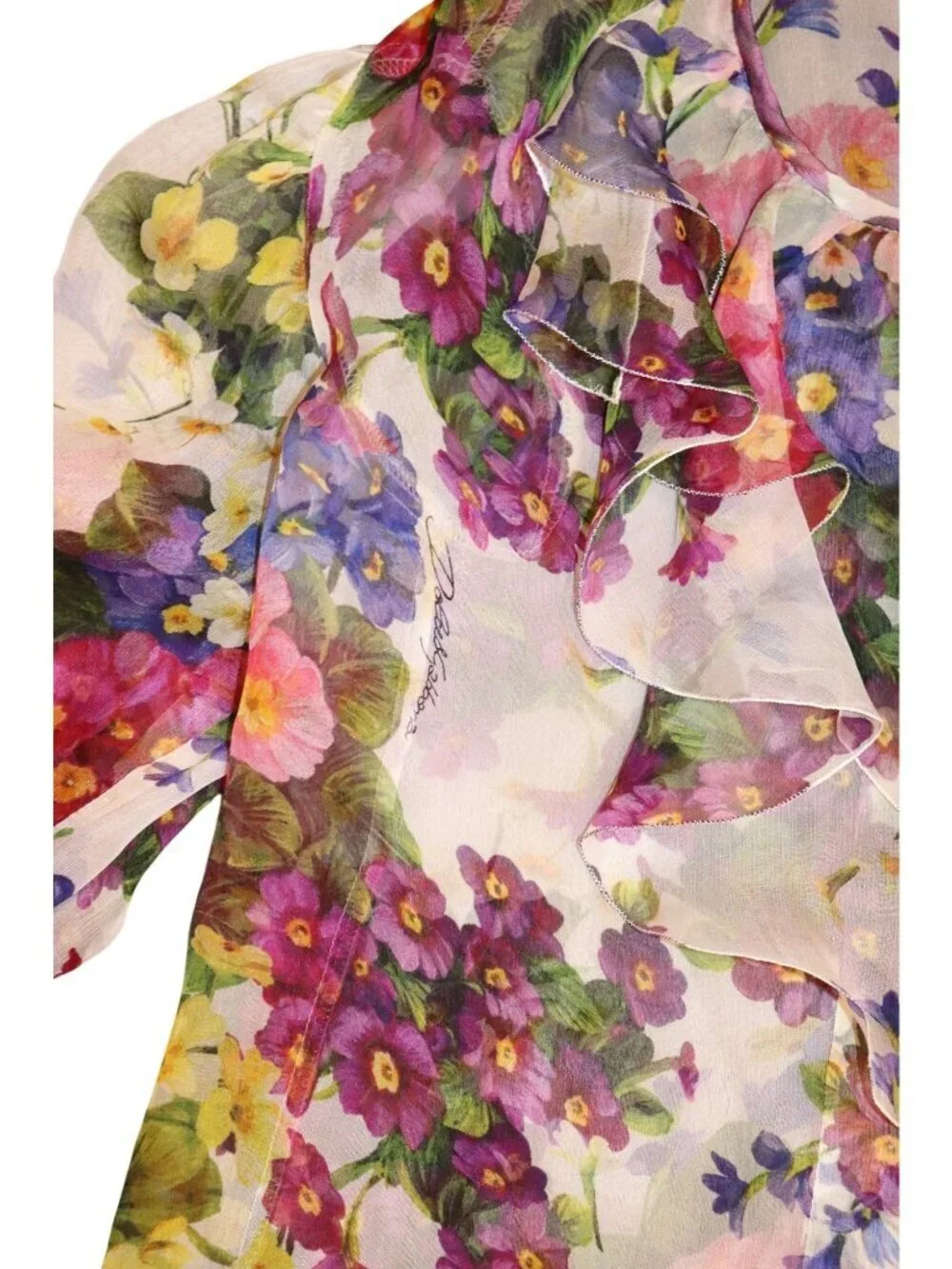 Dolce & Gabbana Girls Floral Sheer Ruffled Blouse, 4T NWT